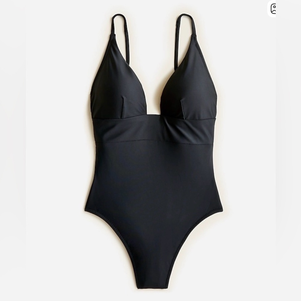 NWT J. Crew Plunge one-piece swimsuit Black Size 2 - Picture 3 of 12
